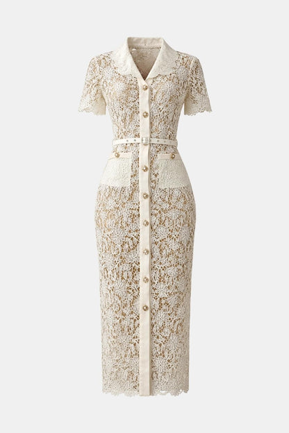 Gisela – V-Neck Embroidered Lace Dress - Image 7