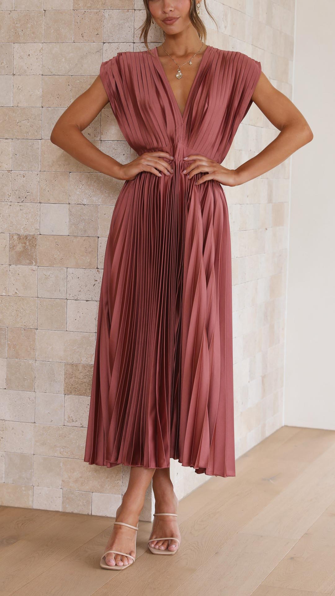 Paula – Women Pleated Maxi Dress - Image 1