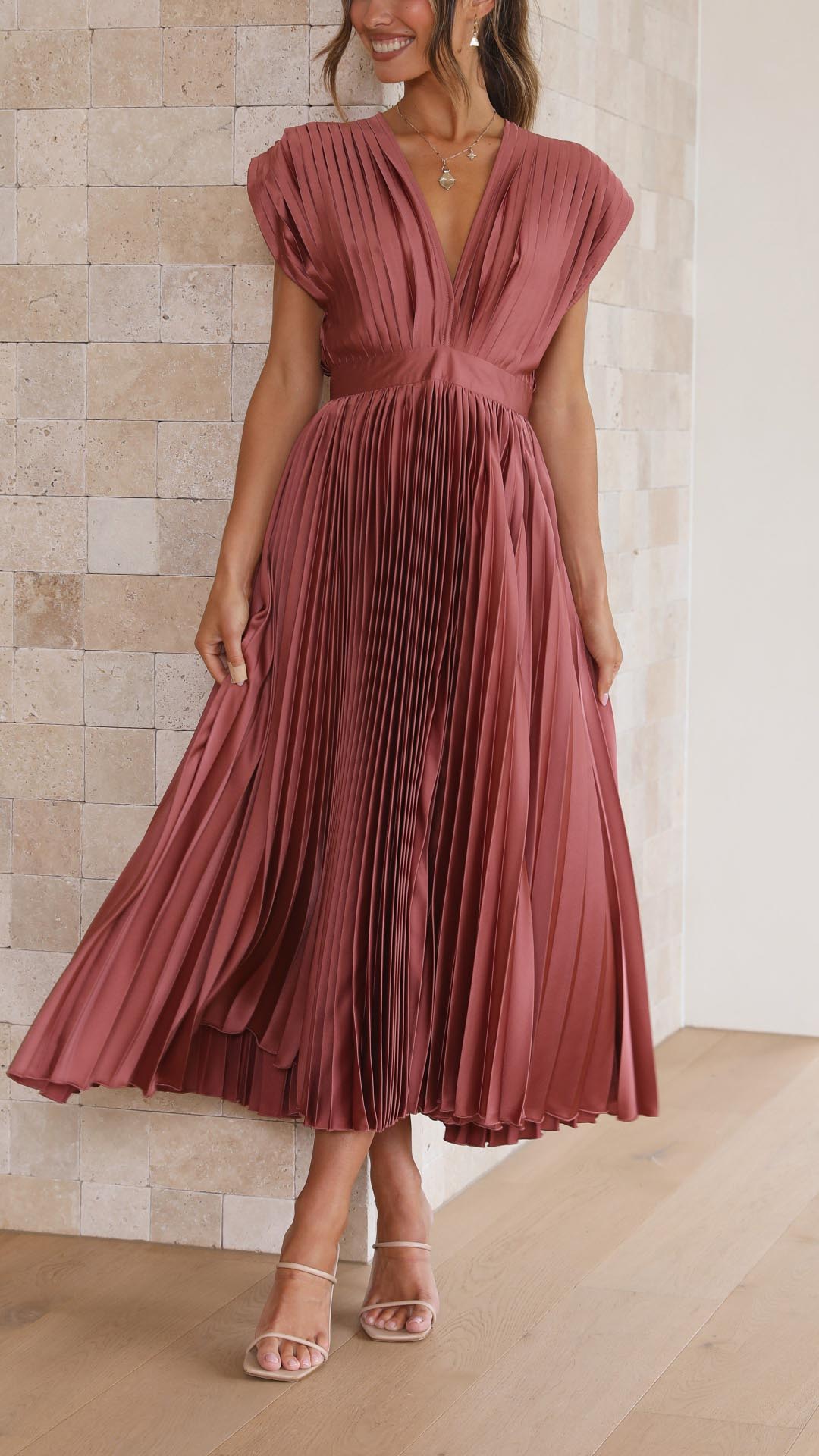 Paula – Women Pleated Maxi Dress - Image 3