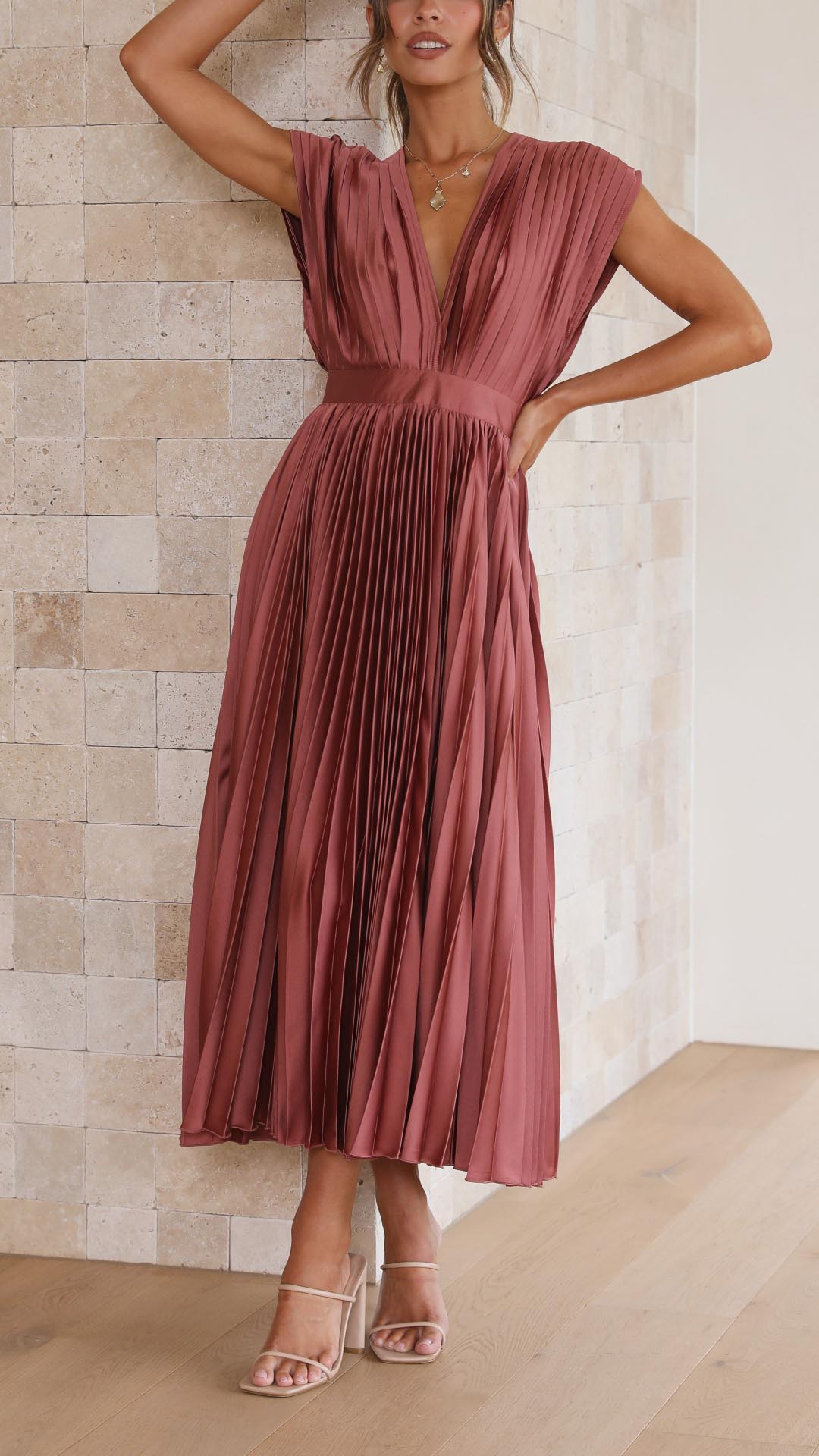 Paula – Women Pleated Maxi Dress - Image 2