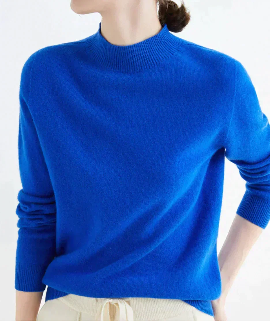Sweter damski z okrągłym dekoltem i długim rękawem - 22 - Livia-Moda