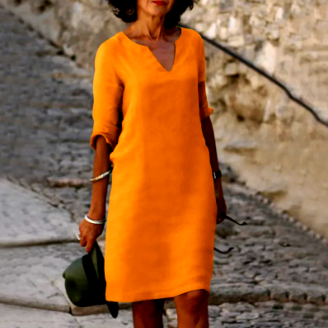 Nina – Women's dress with V-neck and 3/4 sleeves - Image 12