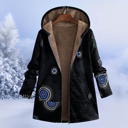 Aria – Ocieplana damska kurtka z kapturem i etnicznym wzorem