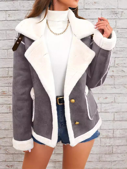 Elena - Kurtka damska pilotka ocieplana kożuchem