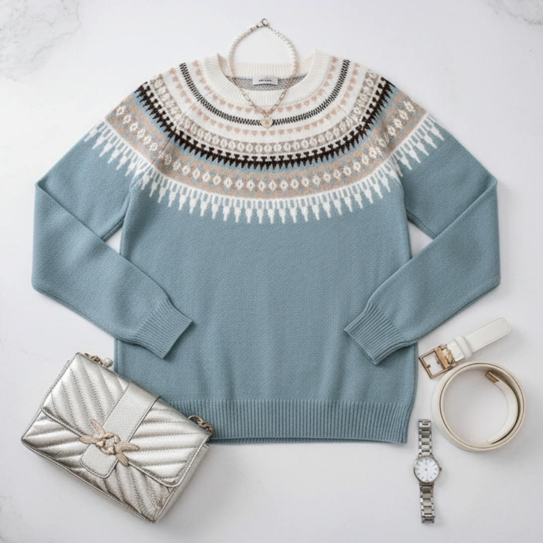 Isla – Stylowy sweter damski z ozdobnym wzorem o klasycznym kroju