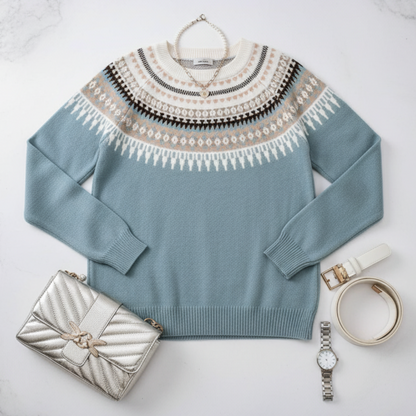 Isla – Stylowy sweter damski z ozdobnym wzorem o klasycznym kroju