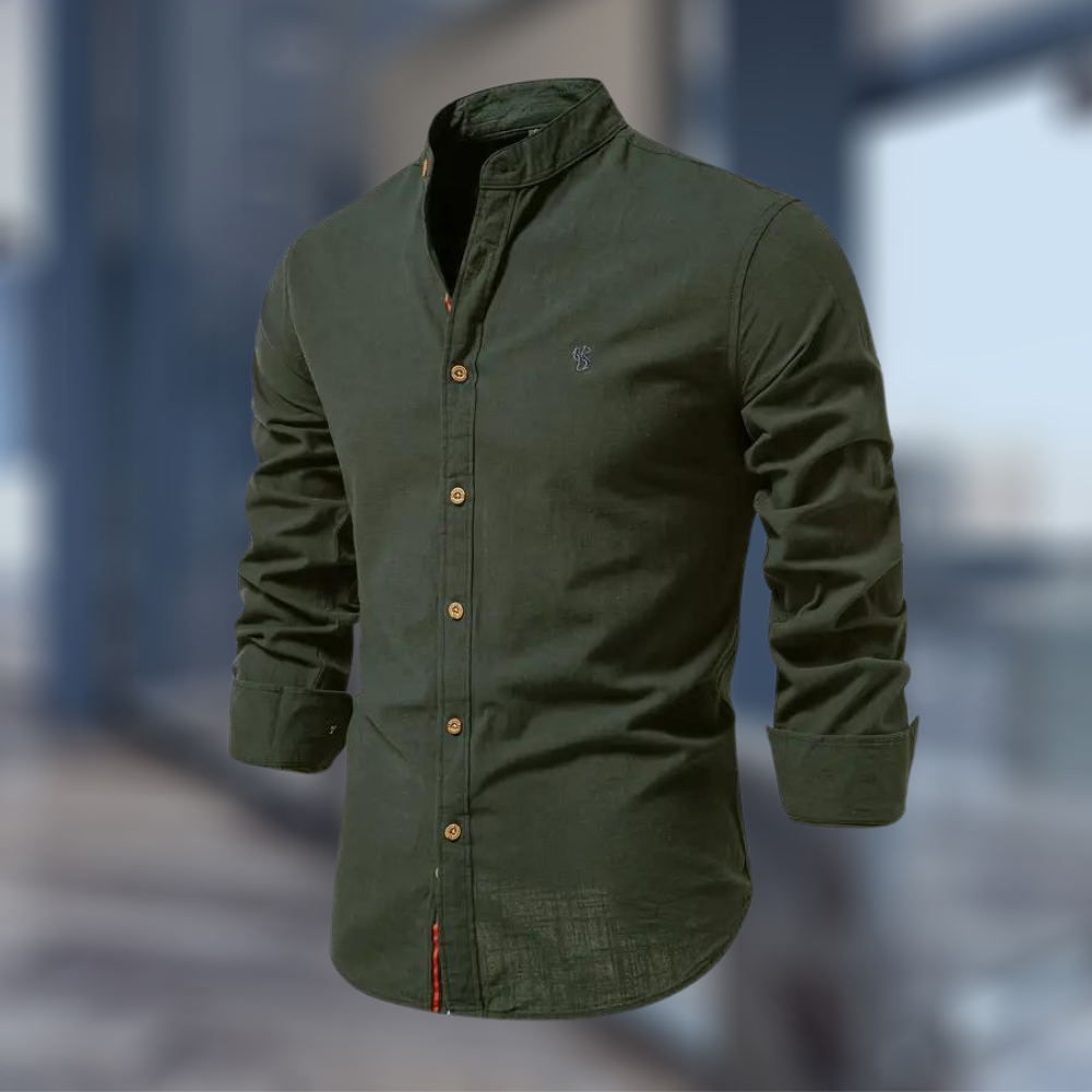 Markus – Men stand-up collar Button-Up Shirt - Image 1