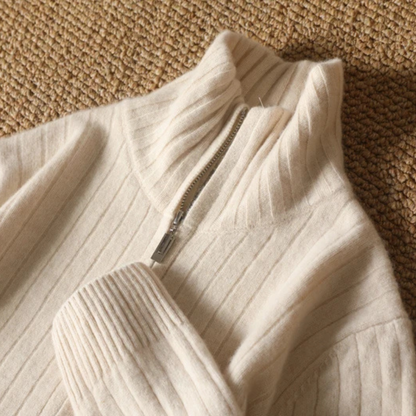 Oliver – Męski jesienno-zimowy sweter na zamek o eleganckim prążkowanym wykończeniu