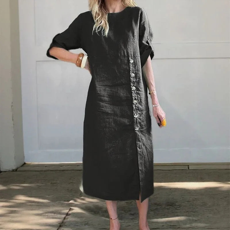 Mara – Elegant Side Button Dress - Image 3