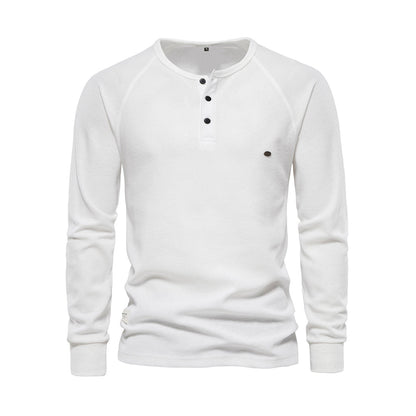 Ethan - Koszulka męska longsleeve z długim rękawem i dekoltem henley