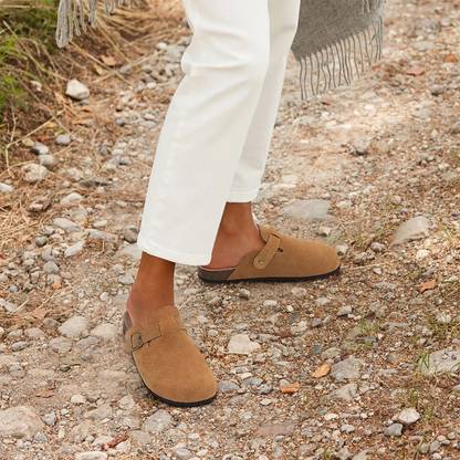 Petra – Women Suede Slip-On Clogs - Image 1