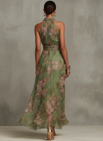 Gisela – Floral Summer Halter Neck Dress - Image 2