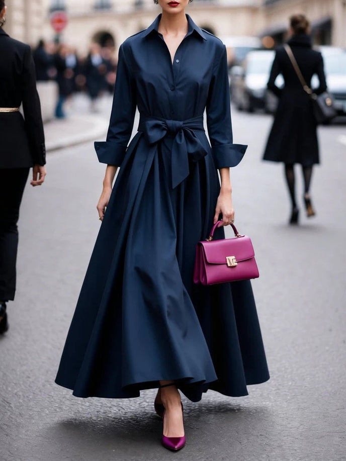 Vanessa – Women Long-Sleeve Tie Dress - Image 2