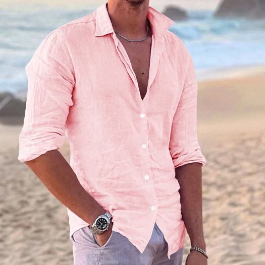Fabian – Stylish linen long-sleeved shirt for Men - Image 4