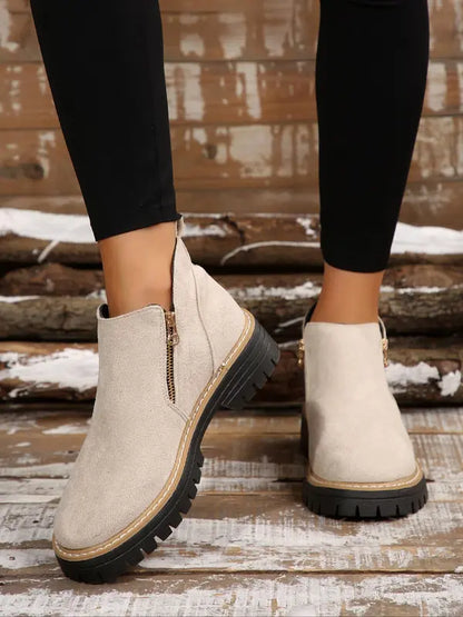 Lena – Stylowe damskie botki z bocznym suwakiem i masywną podeszwą