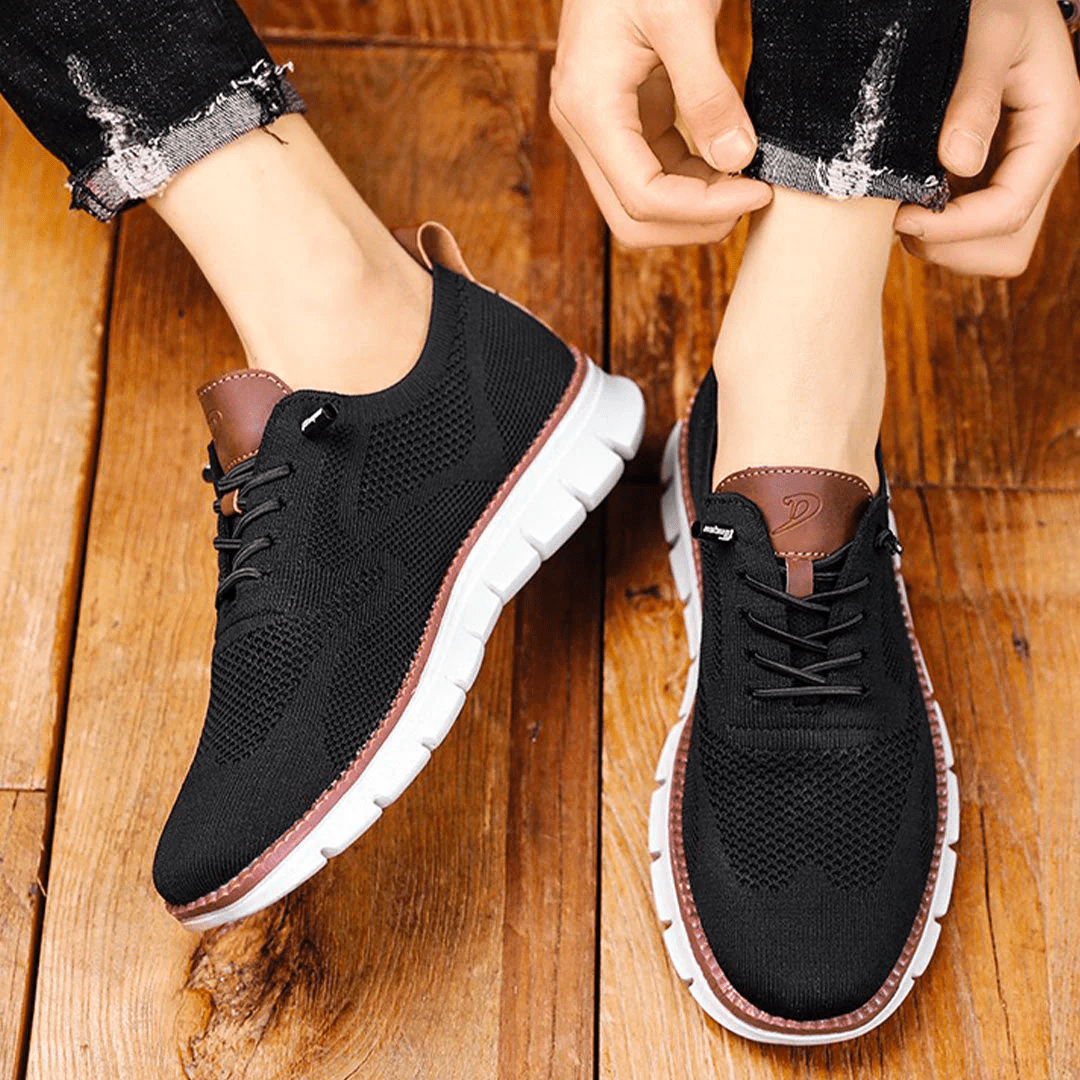Dawid – Męskie Buty Casual z Dzianiny i Skórzanymi Detalami