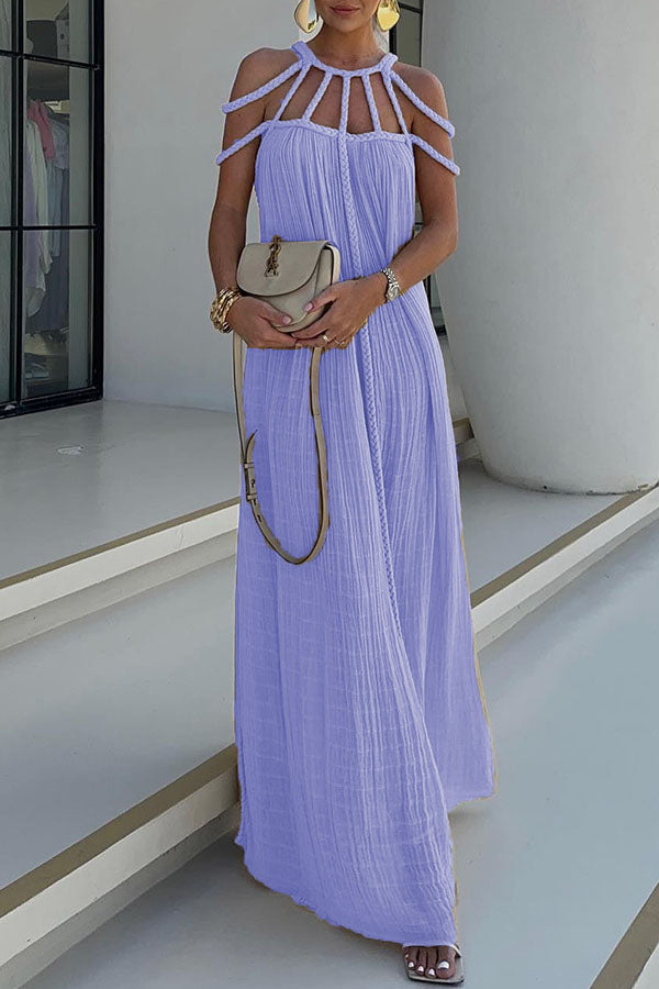 Hannah – Elegant Linen Blend Draped Braids Cover Up Maxi Dress for Women - Image 19