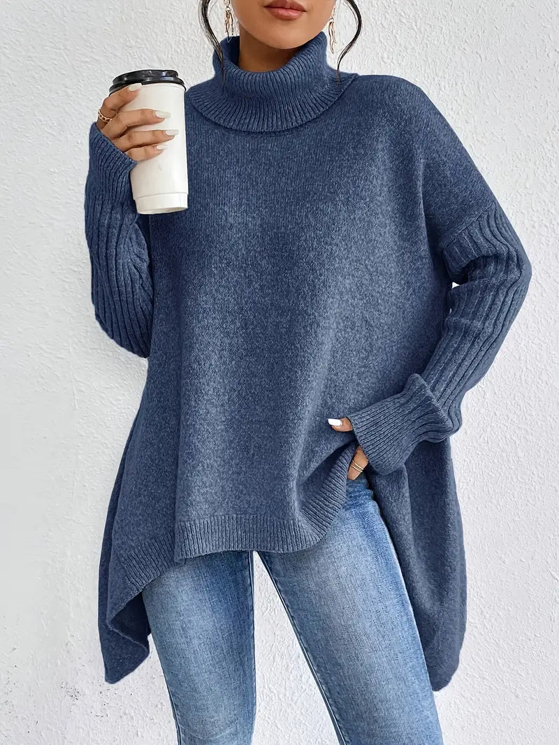 Sienna – Oversize sweter z golfem o asymetrycznym kroju dla kobiet