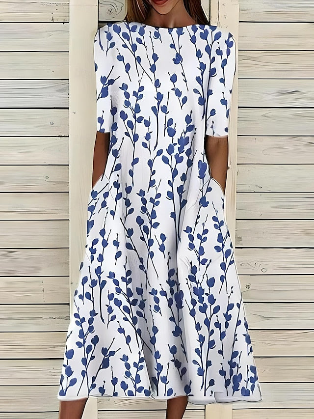 Lea – Round-Neck Printed Dress - Image 2