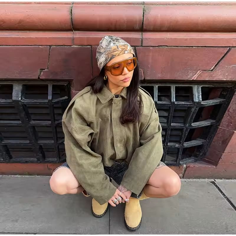 Olga – Damska Oversize Kurtka z Miękkiej Tkaniny