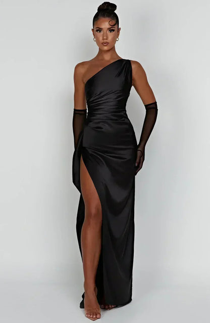 Lisa – Elegant Satin One-Shoulder Dress for Women - Image 4