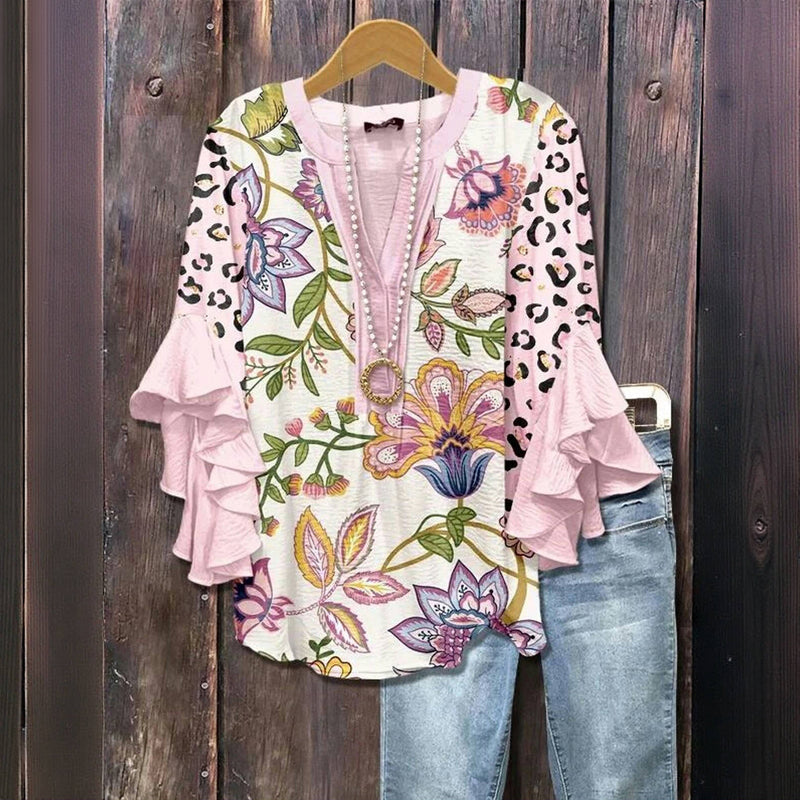 Sabine – Floral Ruffle Sleeve Blouse - Image 2