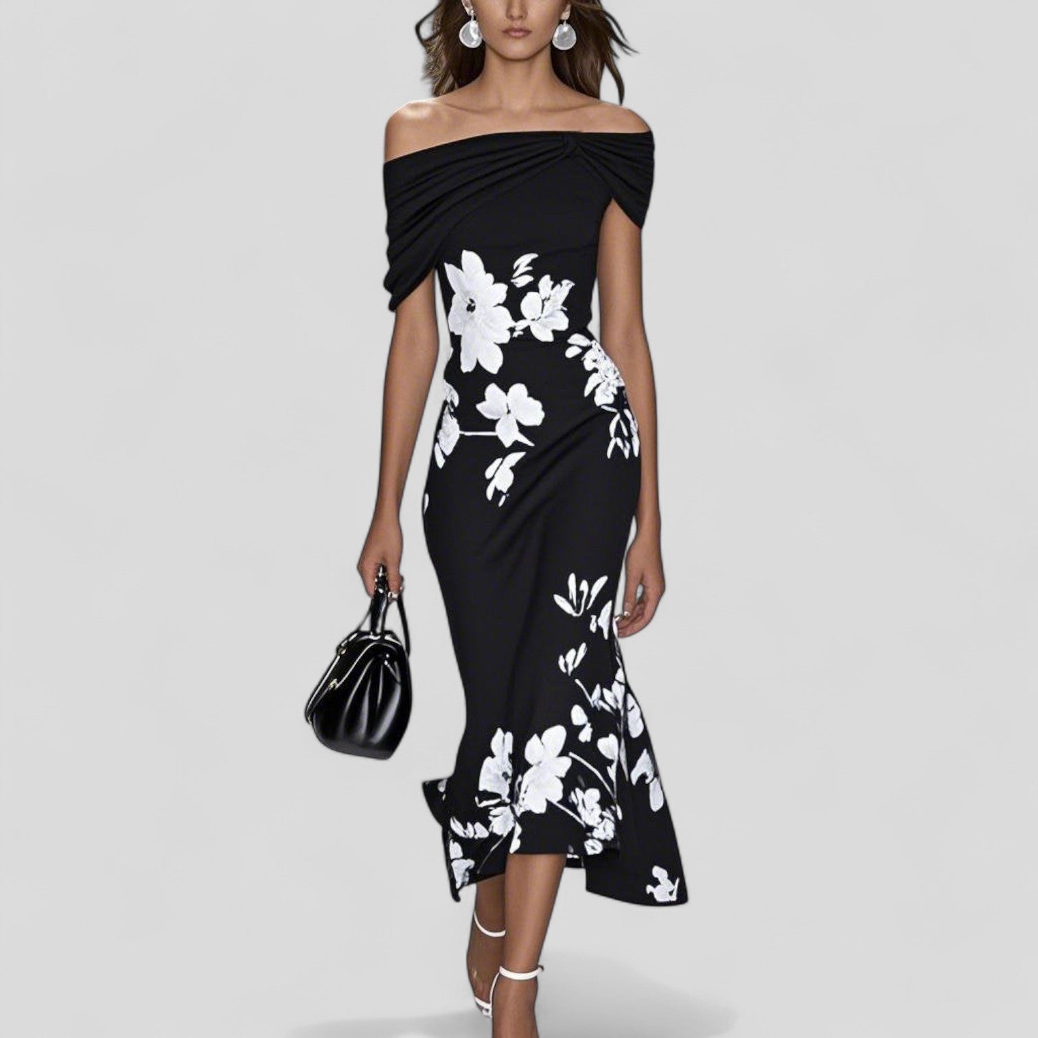 Vanessa – Elegant Off-Shoulder Floral Dress - Image 3