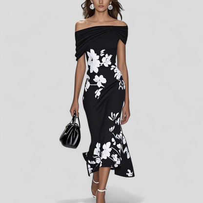 Vanessa – Elegant Off-Shoulder Floral Dress - Image 3