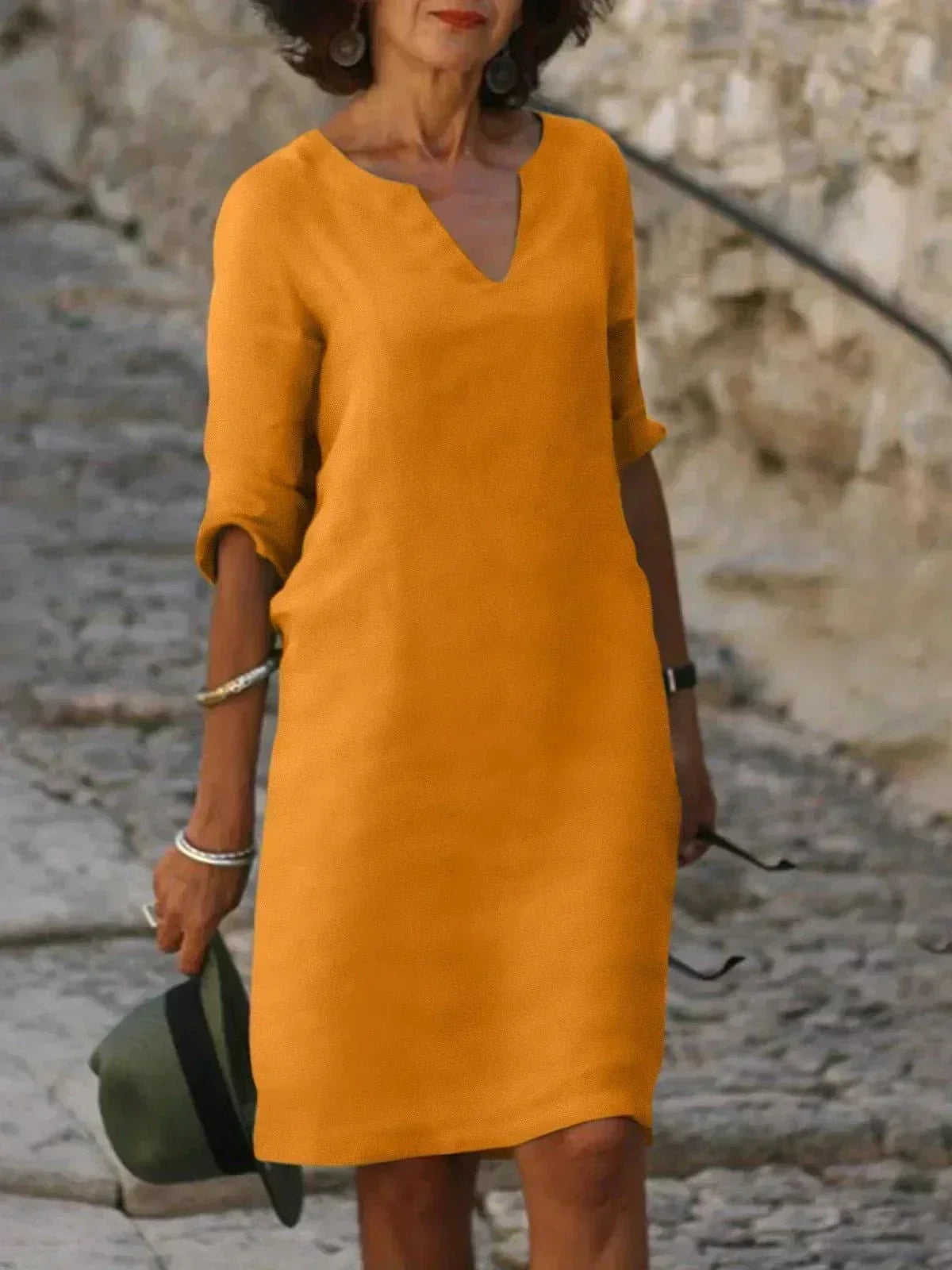 Chloe – Effortless V-Neck Midi Dress for Women - Image 7