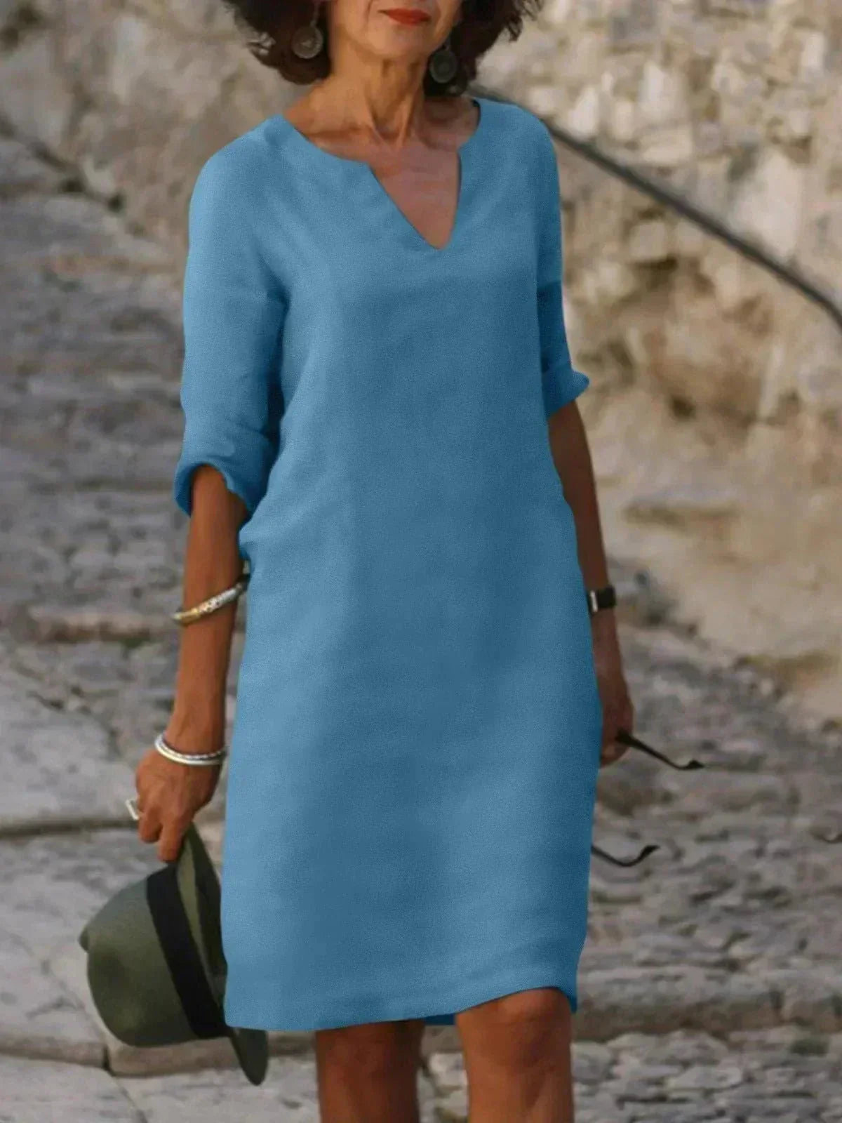 Chloe – Effortless V-Neck Midi Dress for Women - Image 12