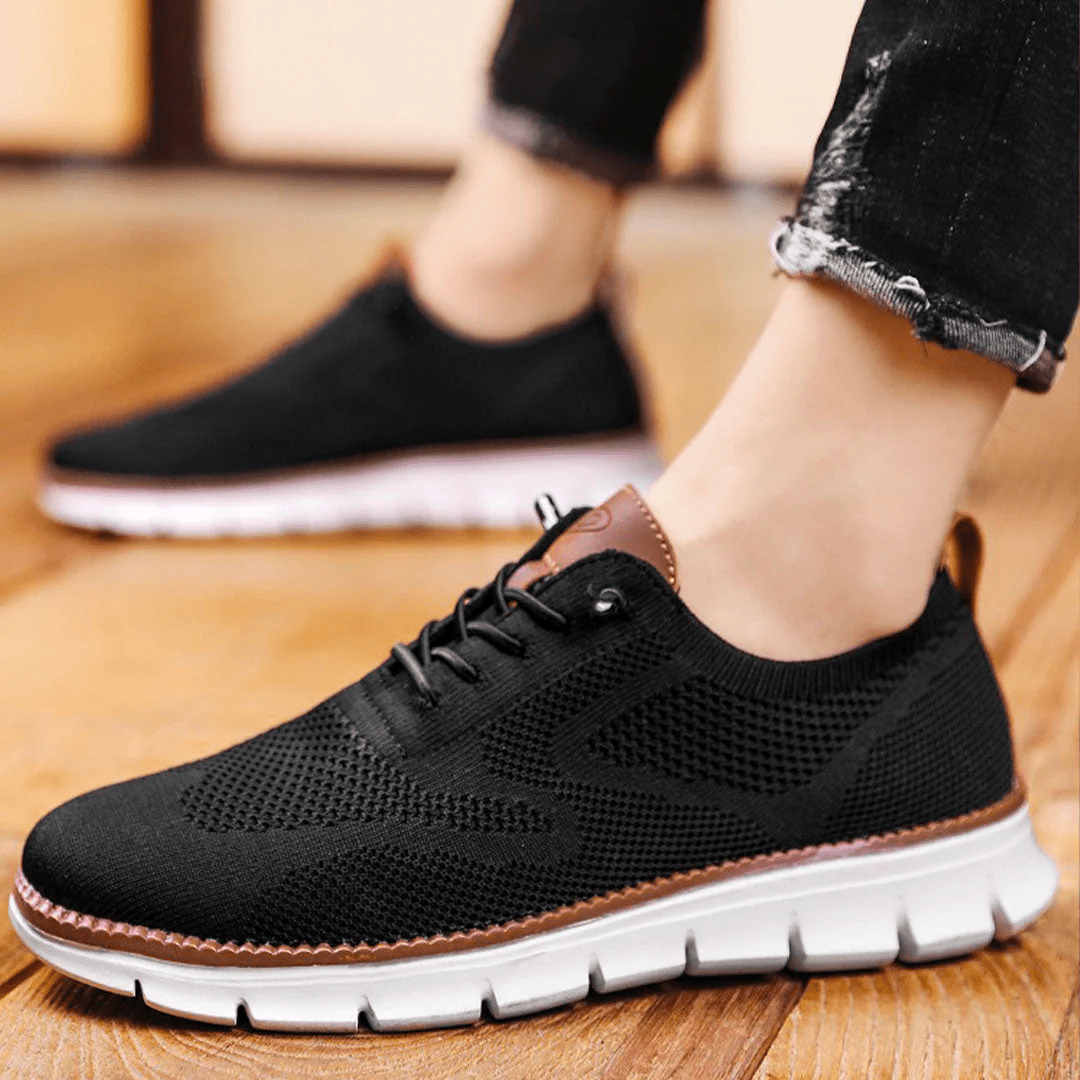 Dawid – Męskie Buty Casual z Dzianiny i Skórzanymi Detalami