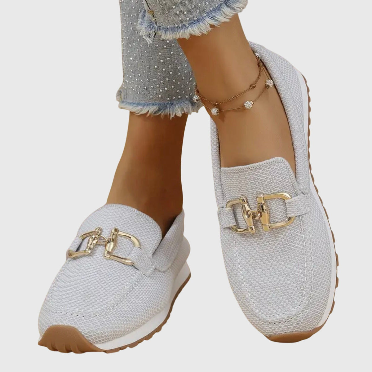 Britta – Women Metal Accent Slip On Loafers - Image 4