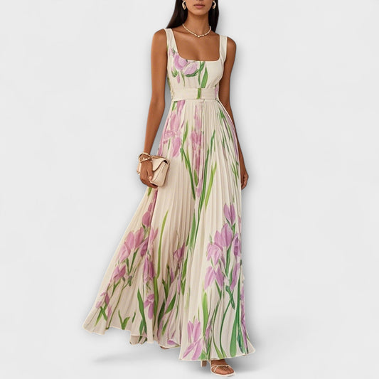 Karin – Women Floral Print Pleated  Dress - Image 1