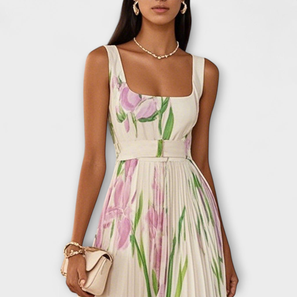 Karin – Women Floral Print Pleated  Dress - Image 2
