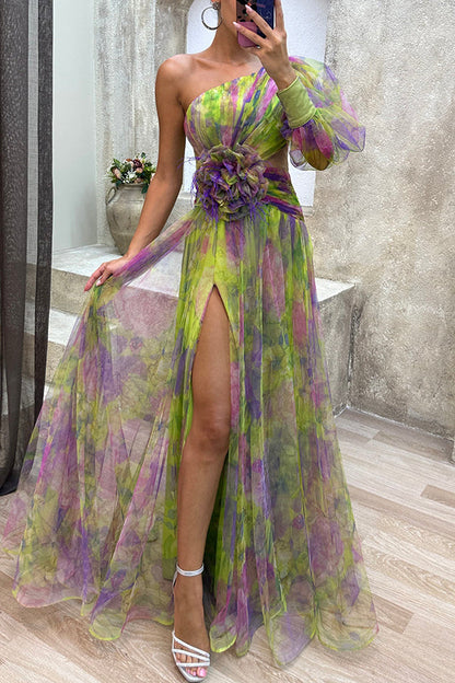 Verena – Floral Pleated One Shoulder Dress for Women - Image 4