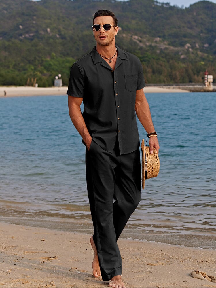 Two-Piece Set for Men |Short Sleeve Shirt and Relaxed Pants - Image 2