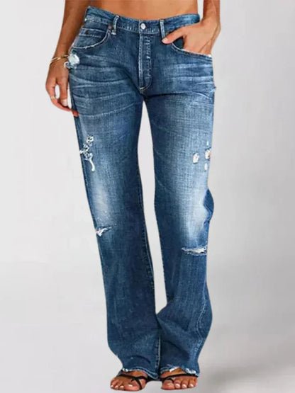 Megan – Stylish Ripped Denim Trousers for Women - Image 1