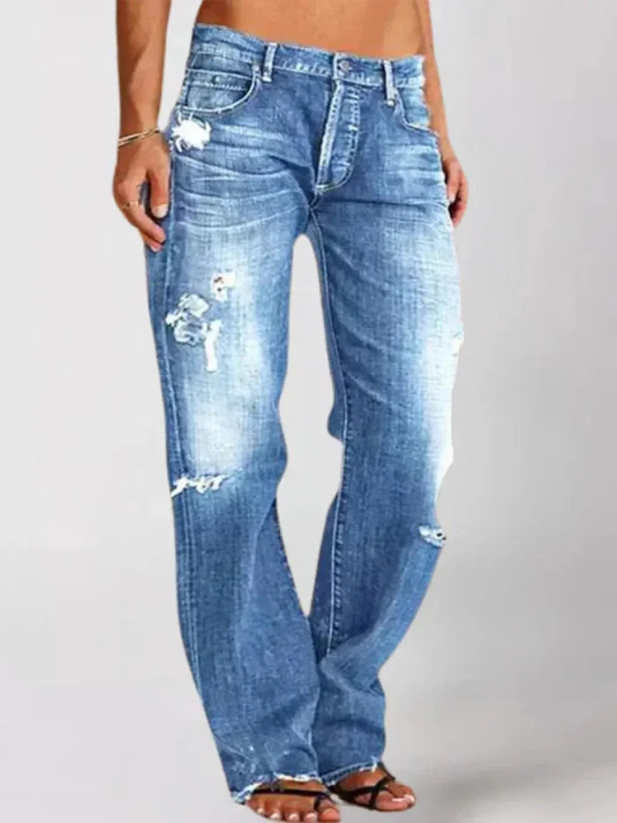 Megan – Stylish Ripped Denim Trousers for Women - Image 2