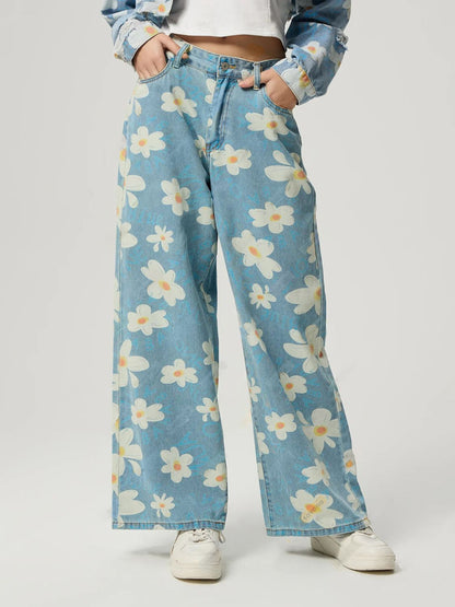 Lily – Women Floral Print Wide-Leg Trousers - Image 1