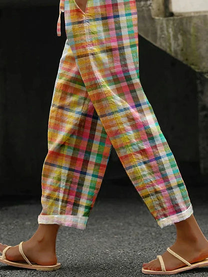 Frieda – Women Comfortable Checkered Pants - Image 2