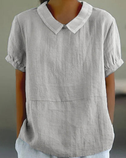 Erika – Women Classic Collar and Short Sleeves Blouse - Image 5