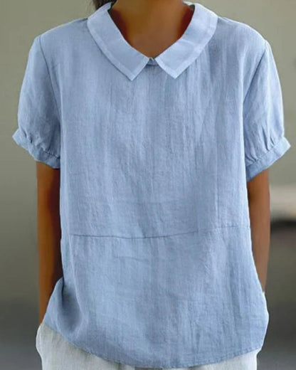 Erika – Women Classic Collar and Short Sleeves Blouse - Image 1