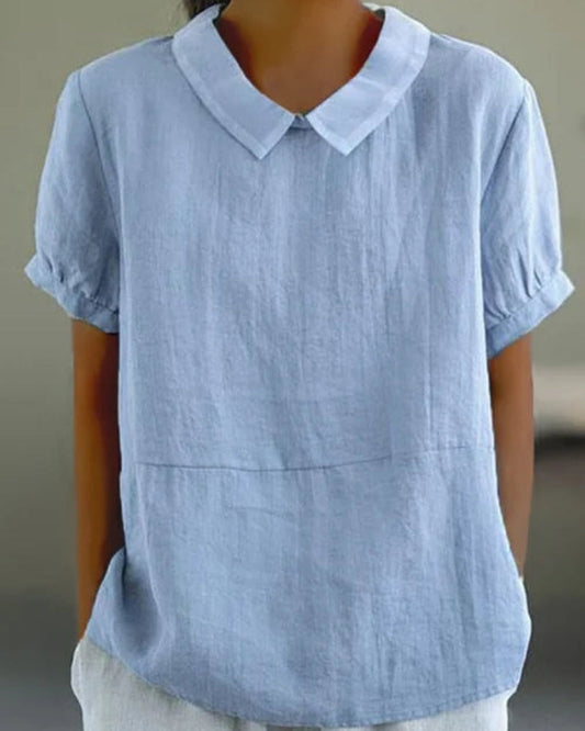 Erika – Women Classic Collar and Short Sleeves Blouse - Image 1