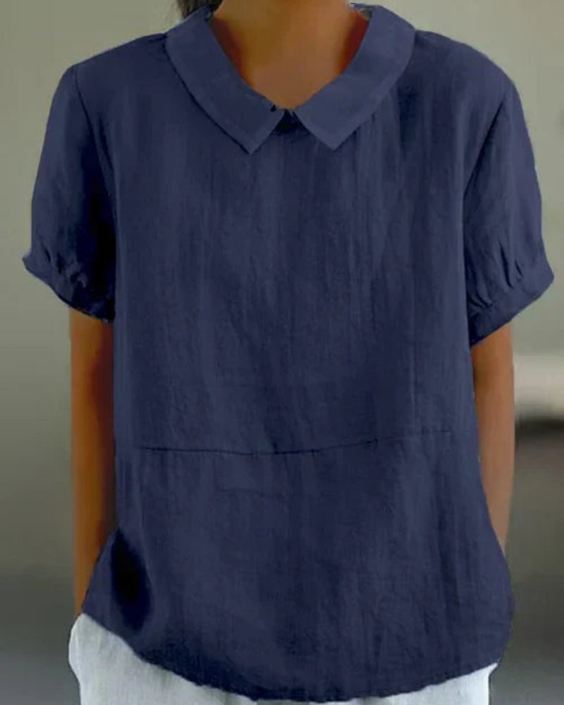 Erika – Women Classic Collar and Short Sleeves Blouse - Image 4