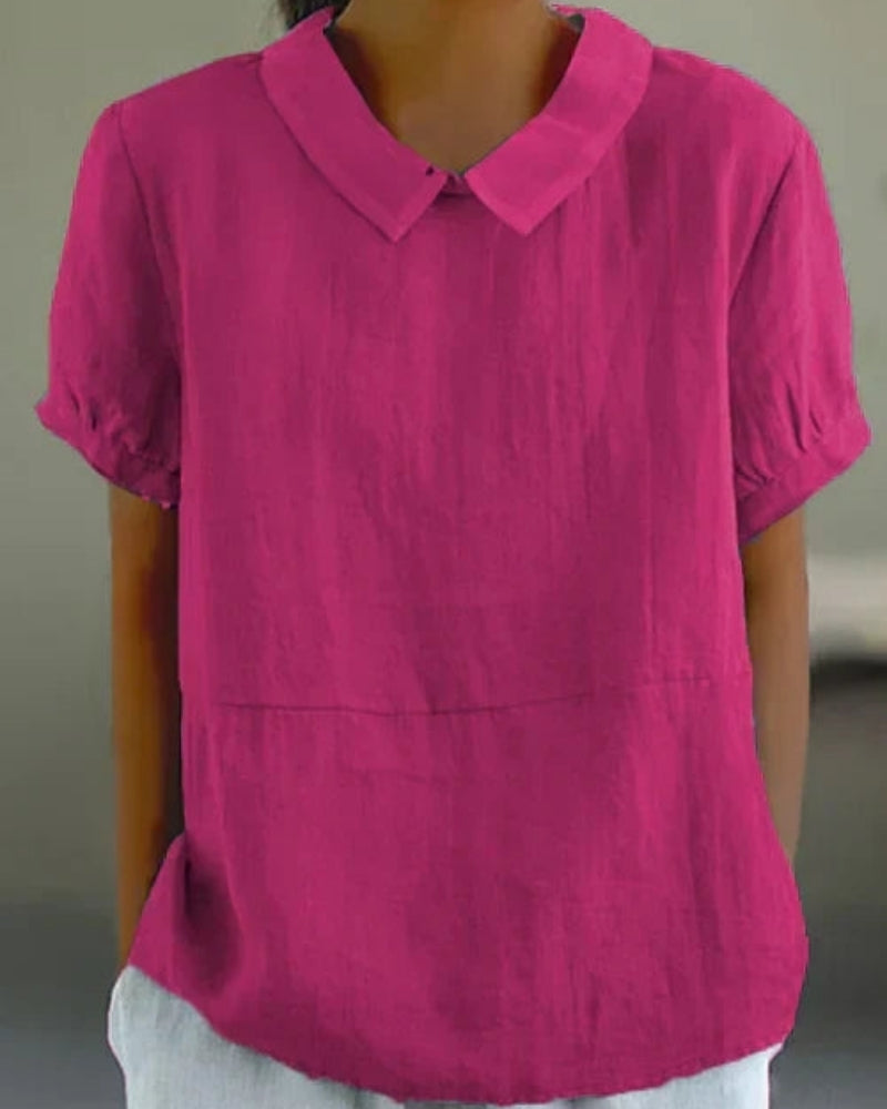 Erika – Women Classic Collar and Short Sleeves Blouse - Image 6
