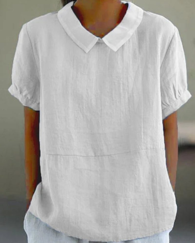 Erika – Women Classic Collar and Short Sleeves Blouse - Image 2