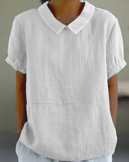 Erika – Women Classic Collar and Short Sleeves Blouse - Image 2