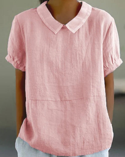 Erika – Women Classic Collar and Short Sleeves Blouse - Image 3