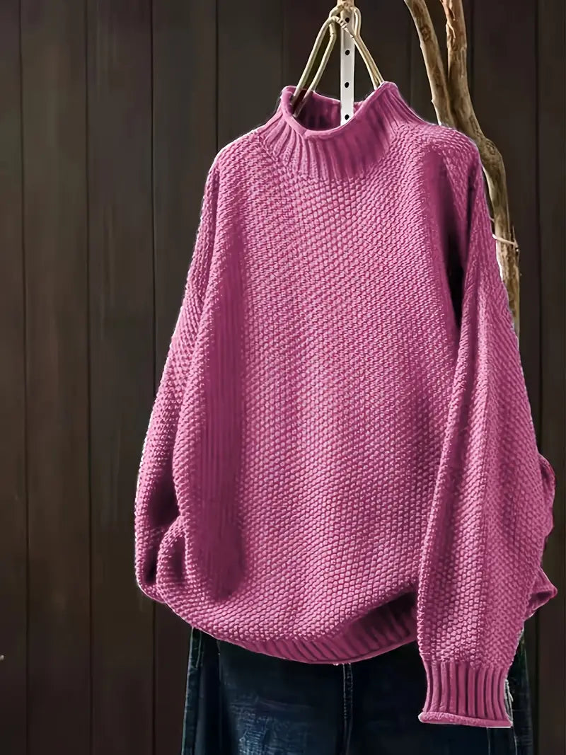 Alicja - Damski sweter z golfem o luźnym kroju