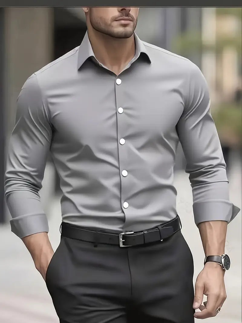 Adrian - Klasyczna męska koszula slim fit z długim rękawem